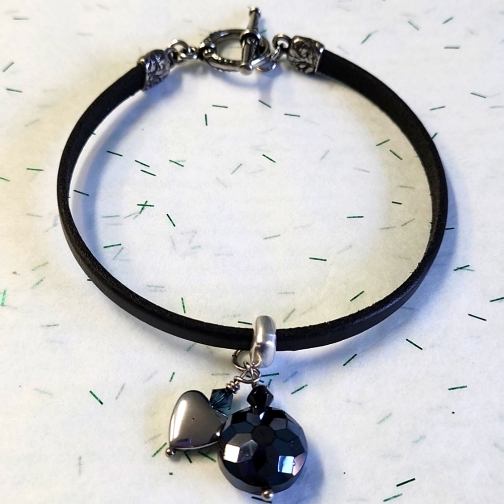 **PRICE DROP**Genuine Black Flat Leather Bracelet!